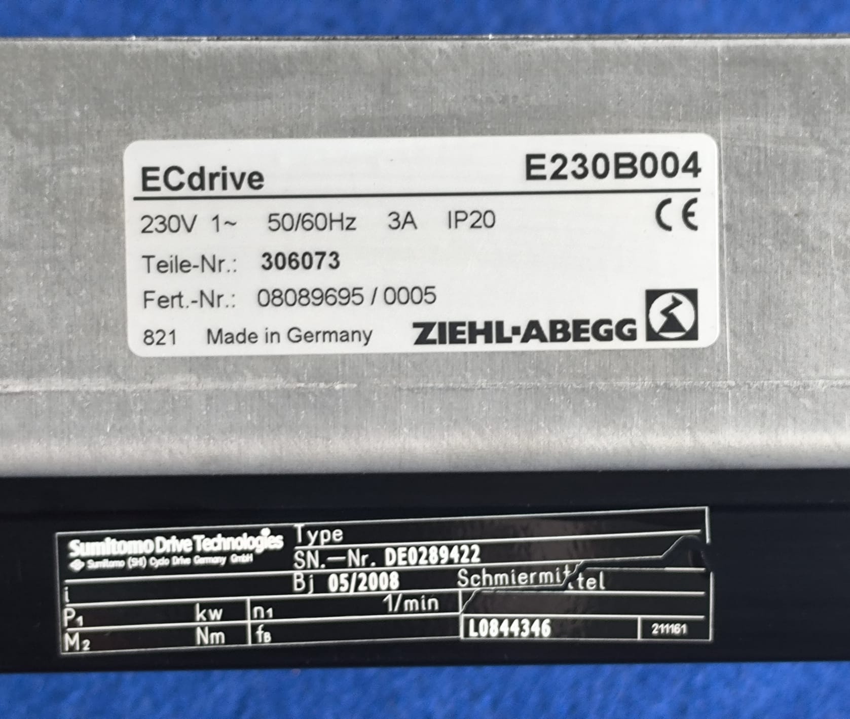 CONTROLADOR ZIEHL-ABEGG ECdrive E230B004 Nº 306073 SUMITOMO - Imagen 3