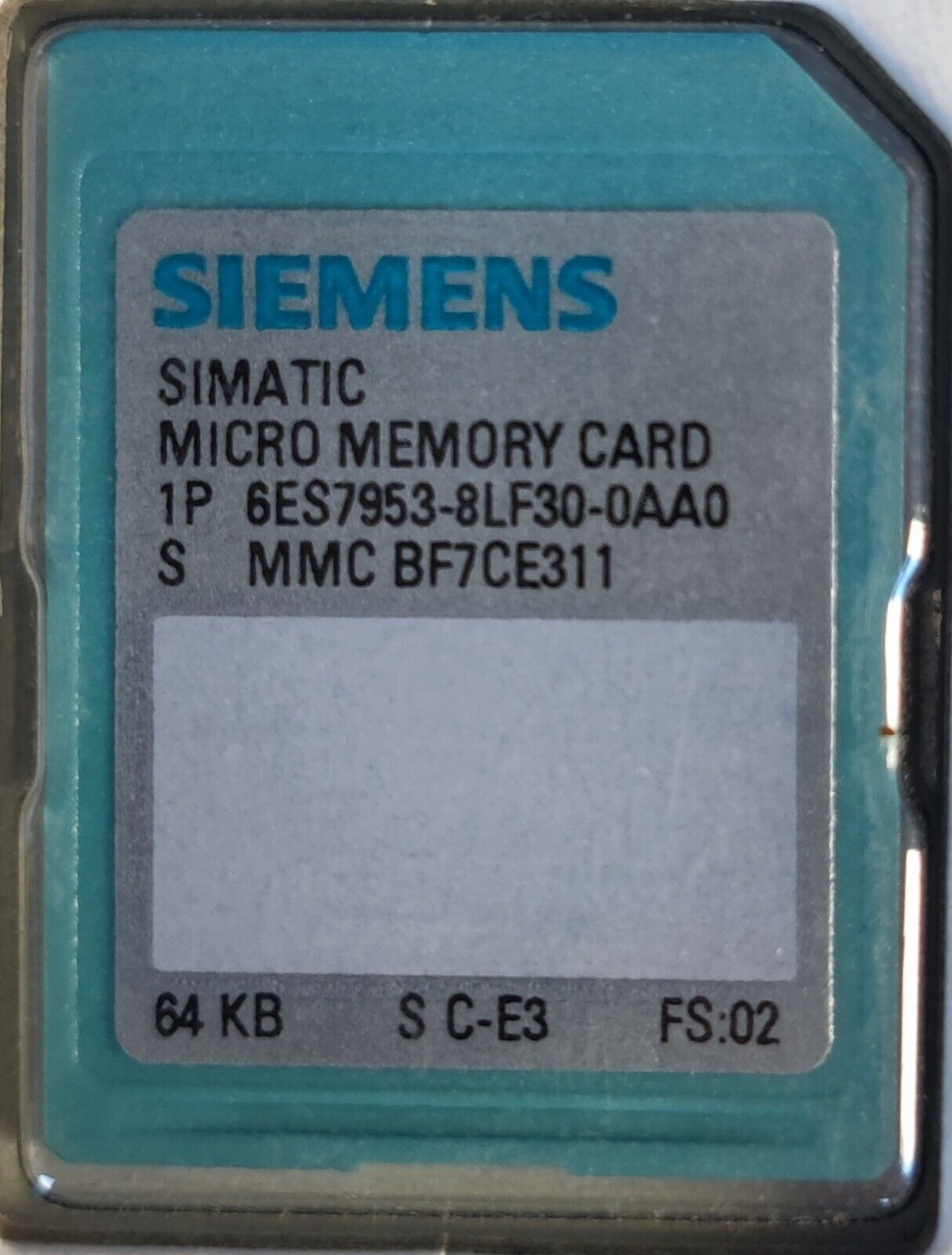SIEMENS SIMATIC S7-300 MEMORY CARD 64 KB MMC 6ES7 953-8LF30-0AA0 ¡¡SIN ABRIR!! - Imagen 3