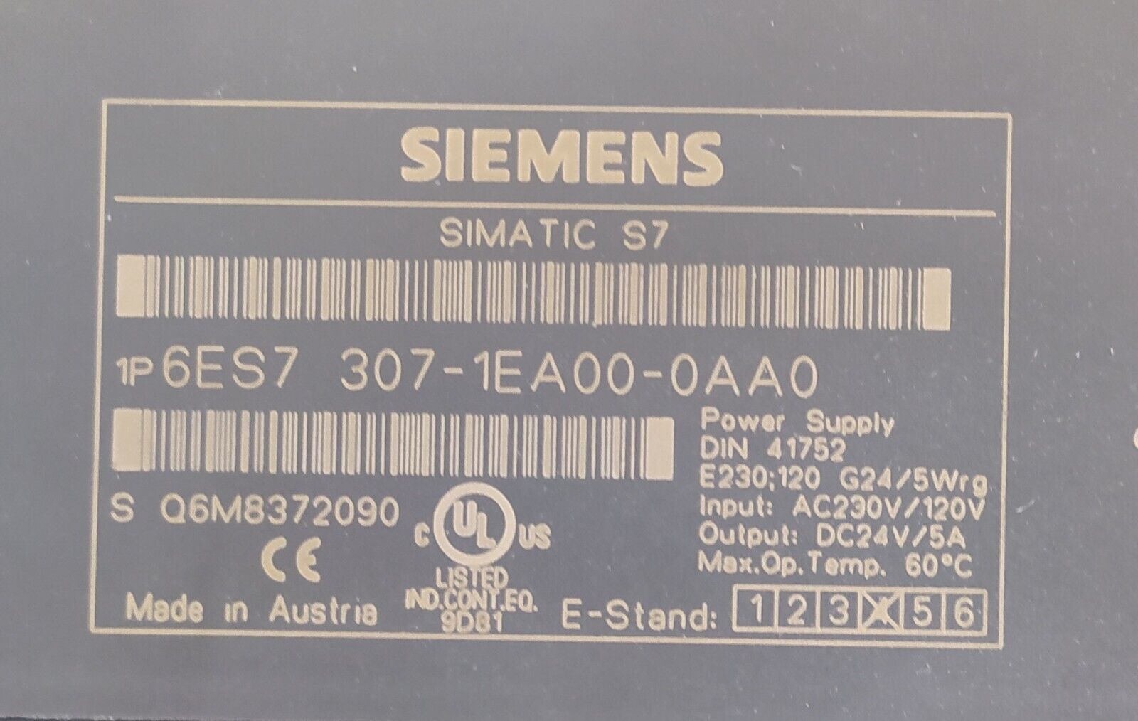FUENTE DE ALIMENTACIÓN. SIEMENS S7 300 PS 307 5 A 6ES7 307-1EA00-0AA0 - Imagen 5