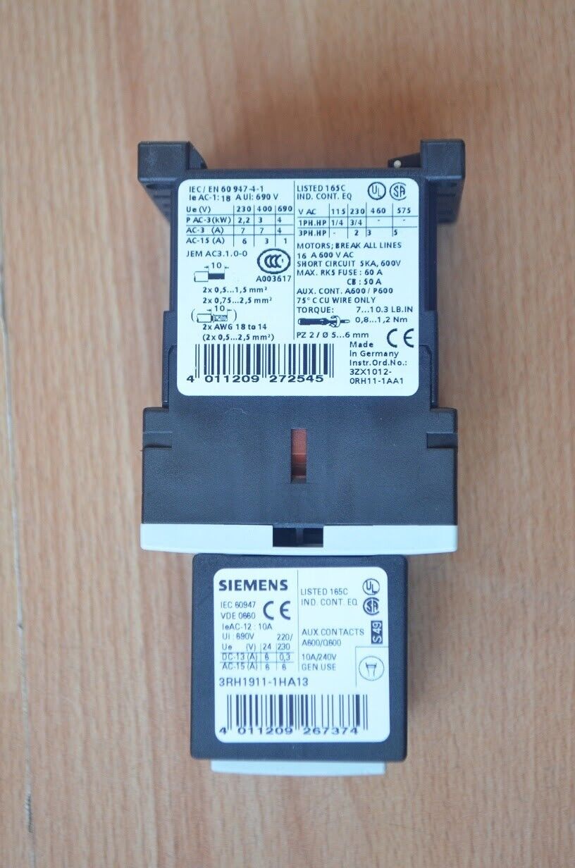 CONTACTOR SIEMENS 3 kW BOBINA 24 VDC. + 1 NO 3RT1015-1BB41 + CONTACTOS AUX. - Imagen 6