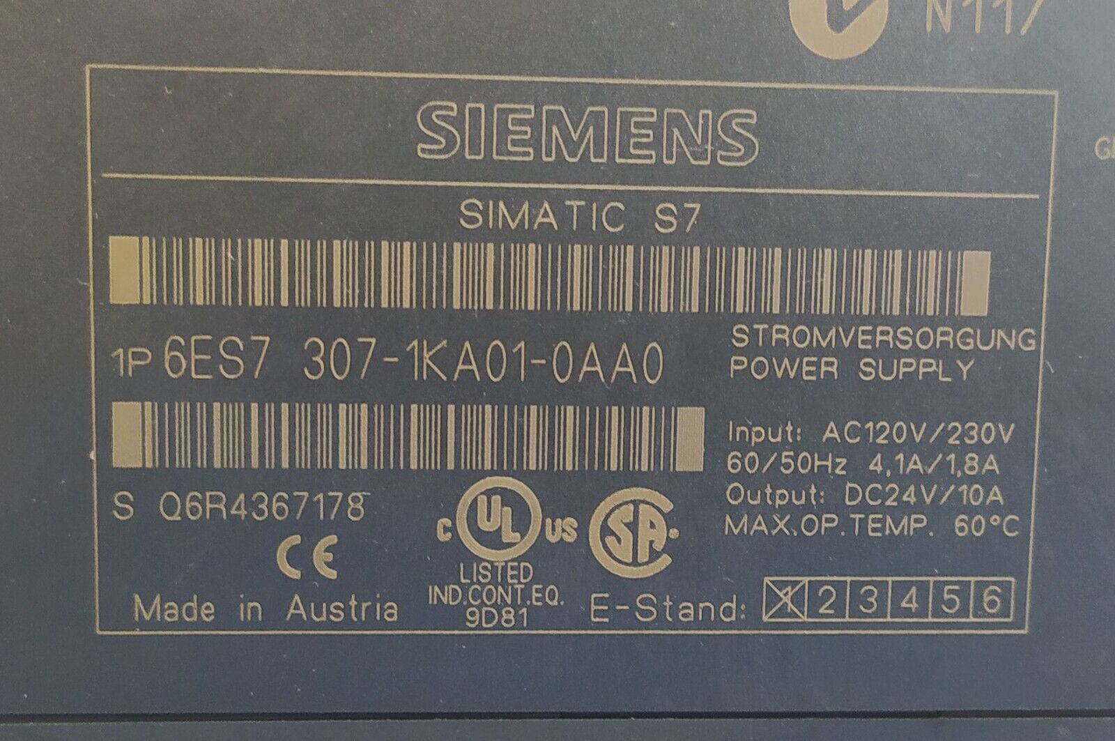 FUENTE DE ALIMENTACIÓN. SIEMENS S7 300. PS 307 10 A. 6ES7 307-1KA01-0AA0 - Imagen 6