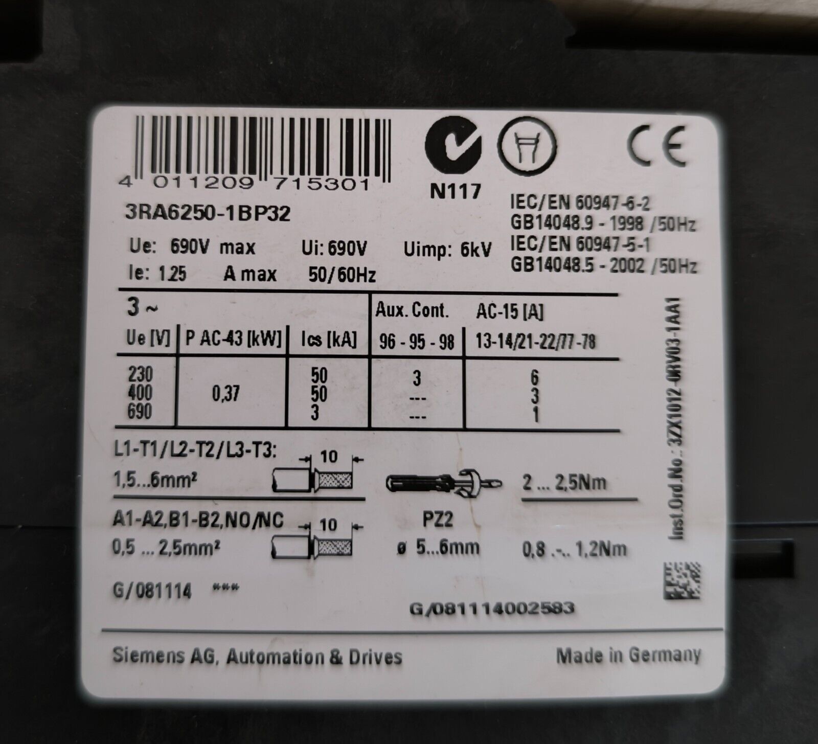 SIEMENS SIRIUS ARRANCADOR SUAVE / SOFTSTARTER 3RA6250-1BP32 NUEVO!! - Imagen 9