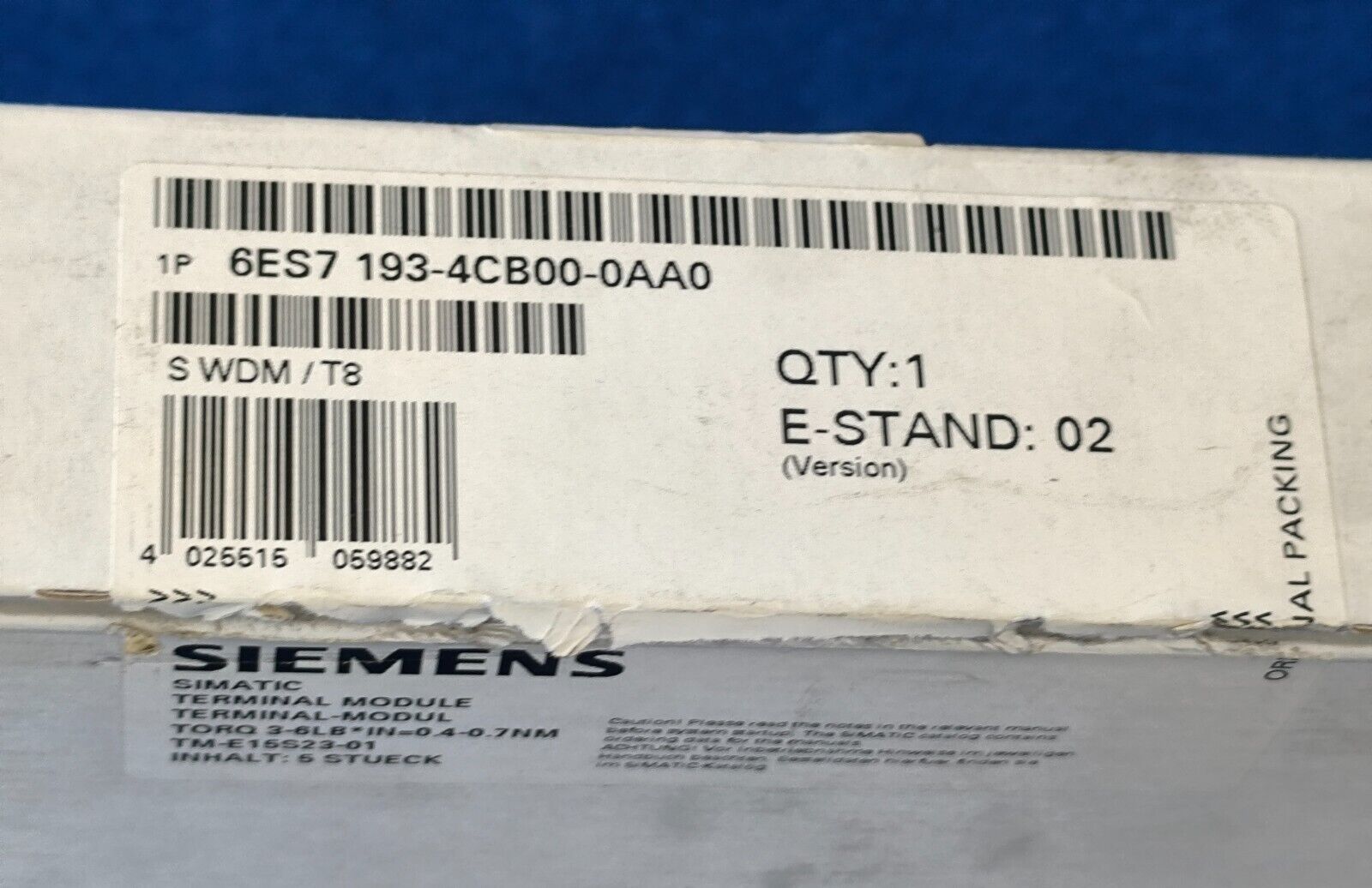 SIEMENS SIMATIC S7 MÓDULO TERMINAL 5X 6ES7 193-4CB00-0AA0 ¡ NUEVO ! - Imagen 6